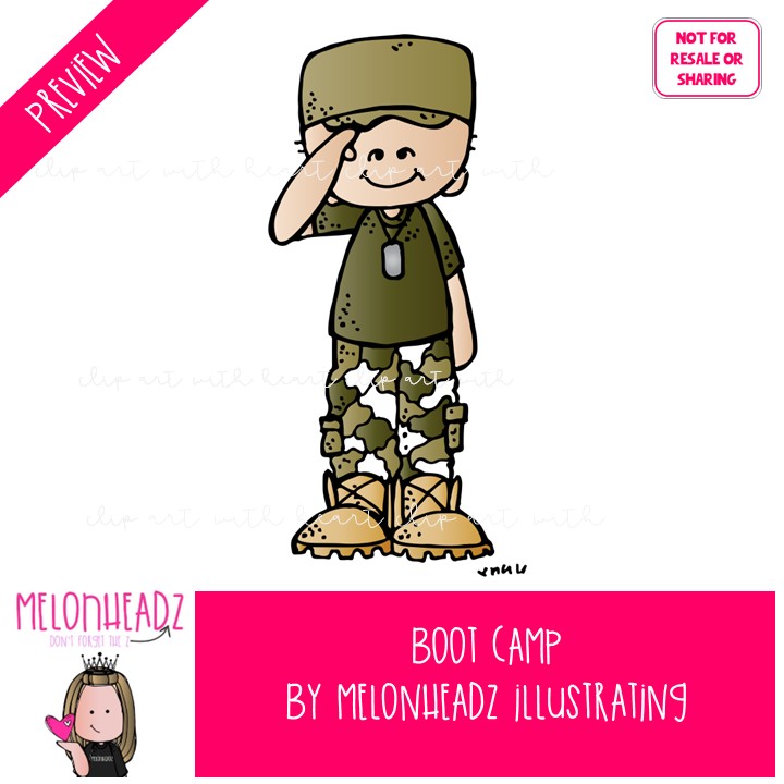 Boot Camp clip art, military, patriotic COLORED Version - Image 2
