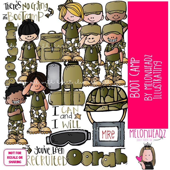 Boot Camp clip art, military, patriotic COLORED Version