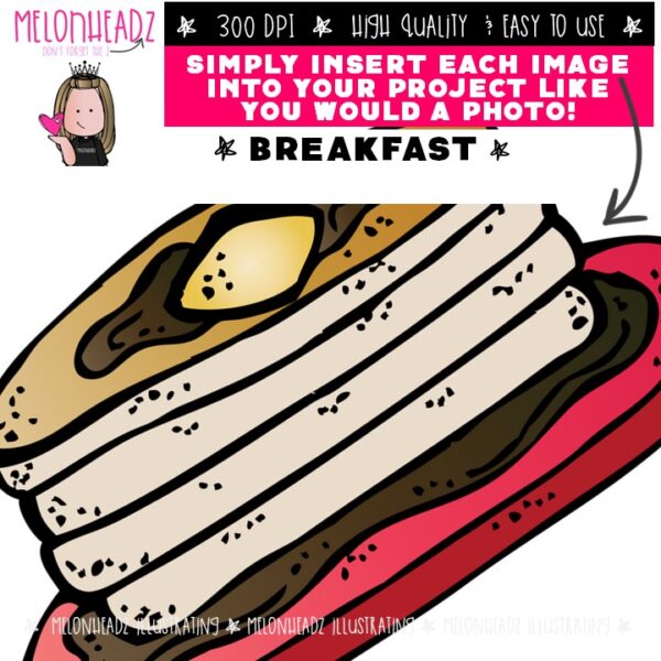 Breakfast clip art, food COMBO PACK - Melonheadz
