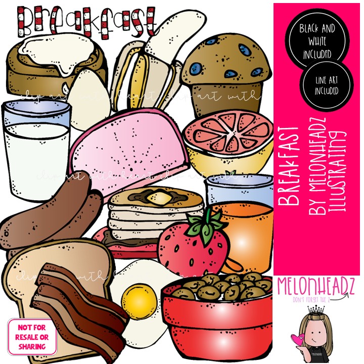 Breakfast clip art, food COMBO PACK