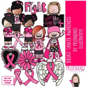 Breast Cancer Awareness clip art, Pink Ribbon clip art COLORED Version