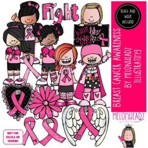Breast Cancer Awareness clip art, Pink Ribbon clip art COMBO PACK