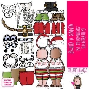 Build A Santa clip art, Christmas clip art COLORED Version