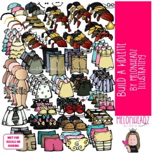 Build A Kidlette clip art, digital paper doll, body COLORED Version