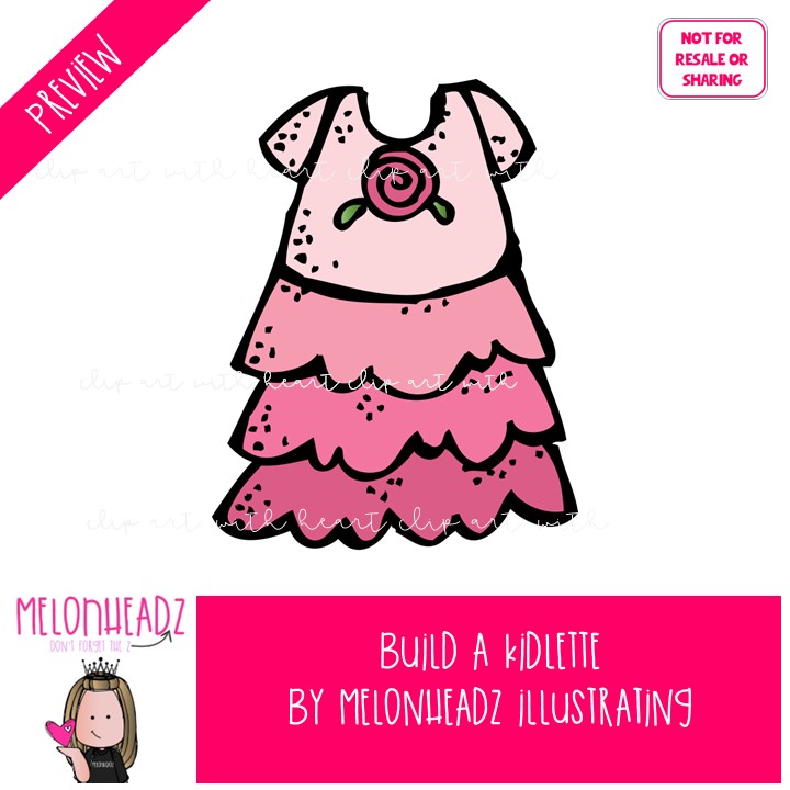 Build A Kidlette clip art, digital paper doll, body COLORED Version - Image 2