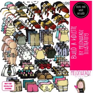 Build A Kidlette clip art, digital paper doll, body COMBO PACK