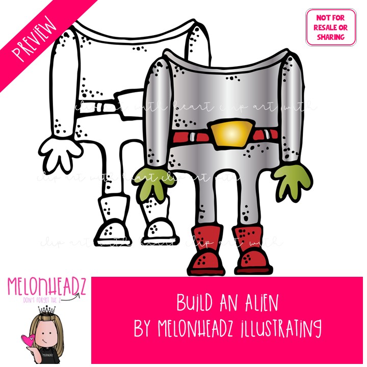 Build an Alien clip art, space, sequence COMBO PACK - Image 2