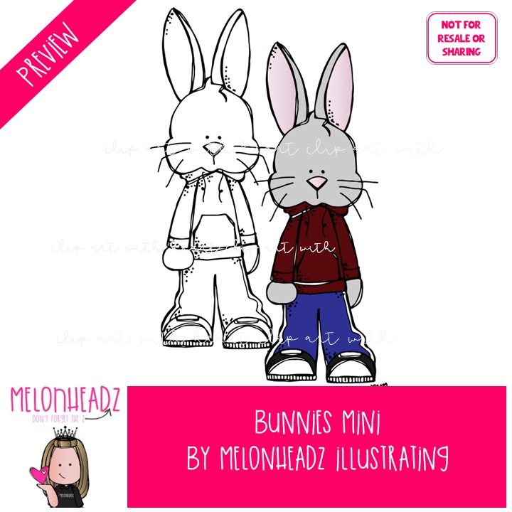 Bunnies clip art, rabbit, Easter Mini - Image 2