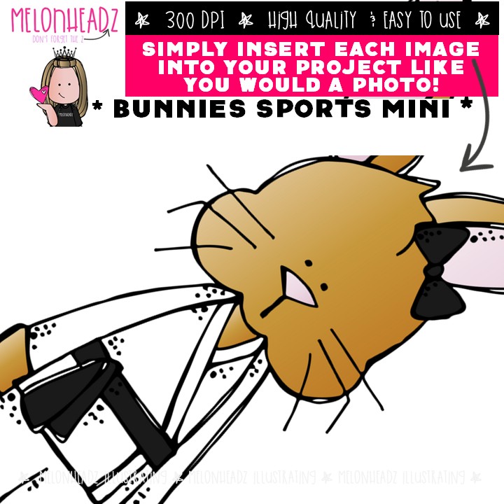 Bunnies clip art, Sports, baseball, basketball Mini - Image 3
