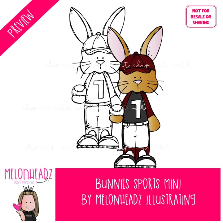 Bunnies clip art, Sports, baseball, basketball Mini - Image 2
