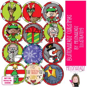 Buttonheadz Christmas clip art, Badge clip art, Round clip art COLORED Version