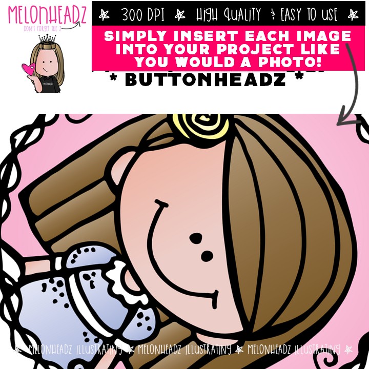 Buttonheadz clip art, kidlettes, circles COMBO PACK - Image 3