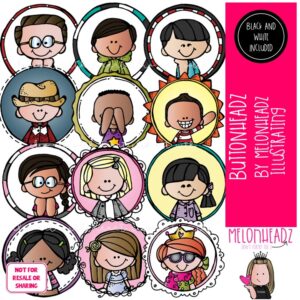 Buttonheadz clip art, kidlettes, circles COMBO PACK
