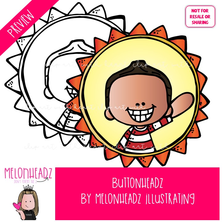 Buttonheadz clip art, kidlettes, circles COMBO PACK - Image 2
