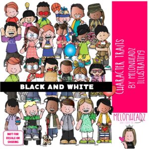 Character Traits clip art, attribute, personality BLACK AND WHITE