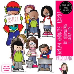 Captain Kindness clip art, Respect, Manners, superhero Mini