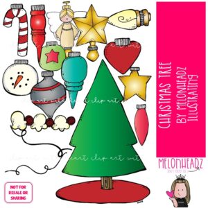 Christmas Tree clip art, Build a, decorations COLORED Version