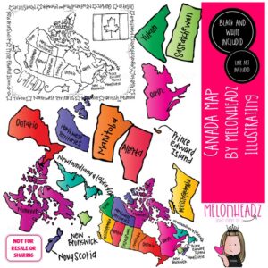 Canada Map clip art, regions COMBO PACK
