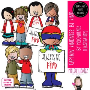 Captain Kindness clip art, Be Kind, Superhero Mini