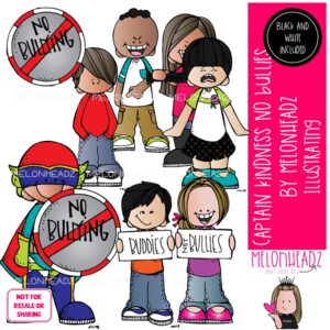 Captain Kindness clip art, No Bullying, superhero Mini