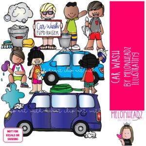 Car Wash clip art, Fundraiser clip art, Car clip art COLORED Version