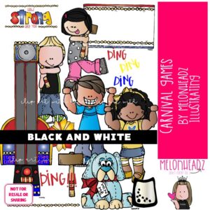 Carnival Game clip art, outdoor, activity BLACK AND WHITE