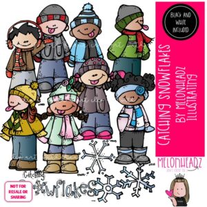 Catching Snowflakes clip art, winter, snow COMBO PACK