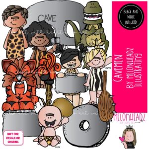 Cavemen clip art, prehistoric, dinosaur COMBO PACK