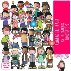 Character Traits clip art, attribute, personality COLORED Version