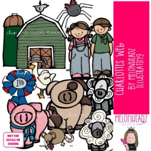 Charlotte's Web clip art, book companion, literature COLORED Version