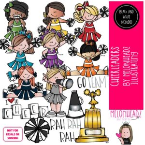 Cheerleaders clip art, sport, school spirit COMBO PACK