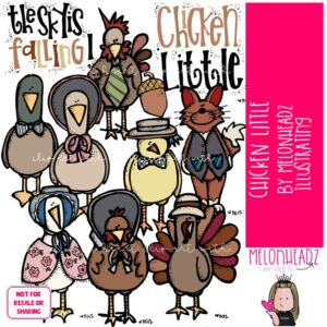 Chicken Little clip art, book companion, literature COLORED Version