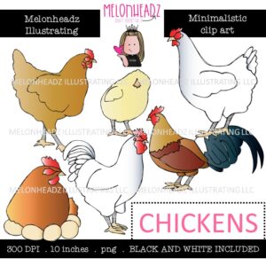 Chickens clip art, Minimal Style Mini