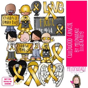 Childhood Cancer Awareness clip art, kid, ribbon COLORED Version