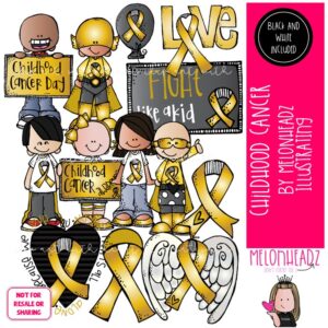 Childhood Cancer Awareness clip art, kid, ribbon COMBO PACK
