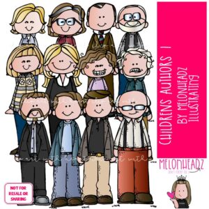 Childrens / Youth Author Tribute clip art 1, Historical Figure COLORED Version