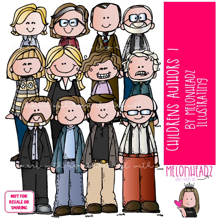 Childrens / Youth Author Tribute clip art 1, Historical Figure COLORED Version