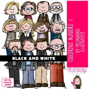 Children / Youth Author Tribute clip art 1, Historical Figure BLACK AND WHITE