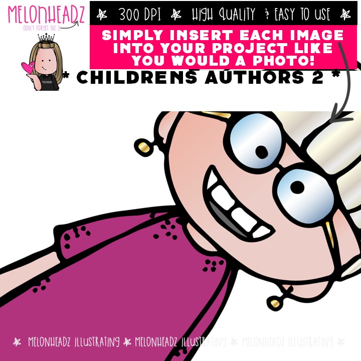 Children / Youth Author Tribute clip art 2, Historical Figure COMBO PACK - Image 3