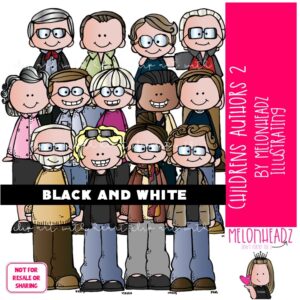 Children / Youth Author Tribute clip art 2, Historical Figure BLACK AND WHITE