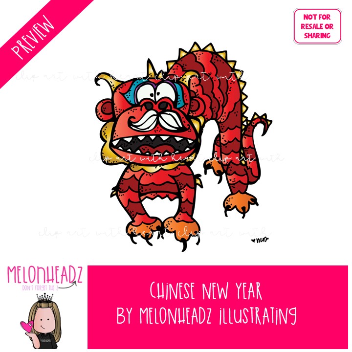 Chinese New Year clip art, China clip art, dragon clip art COLORED Version - Image 2