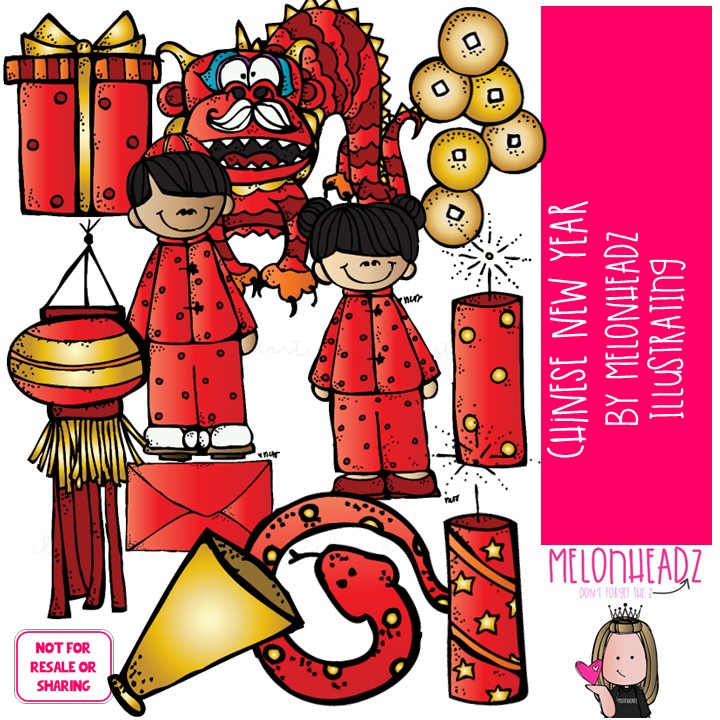 Chinese New Year clip art, China clip art, dragon clip art COLORED Version