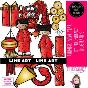 Chinese New Year clip art, China clip art, dragon clip art LINE ART and BLACK AND WHITE