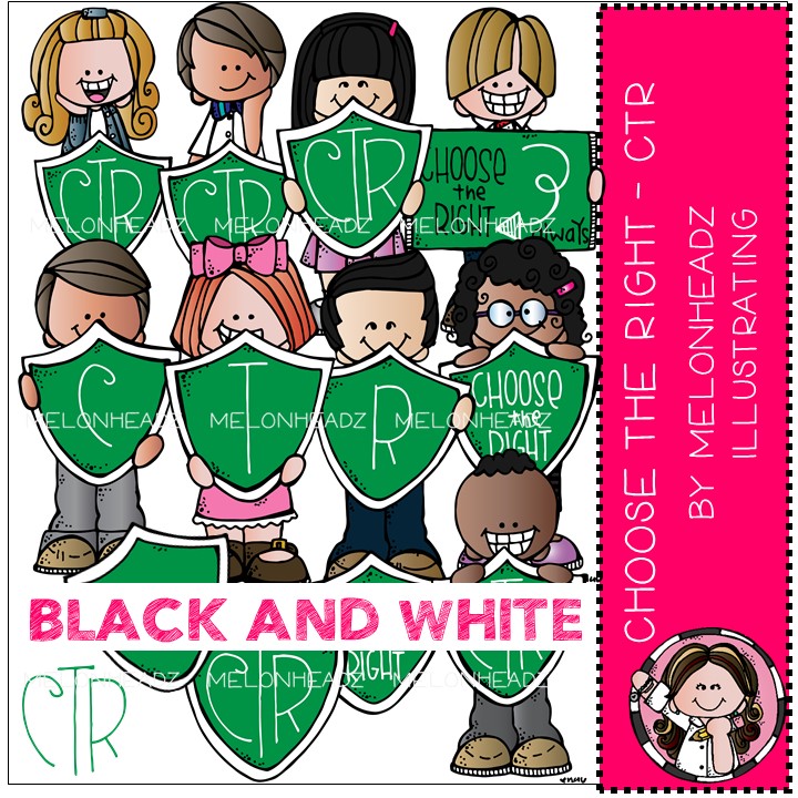 Choose The Right clip art - BLACK AND WHITE