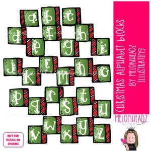 Christmas Alphabet Blocks clip art, Letters clip art COLORED Version