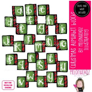 Christmas Alphabet Blocks clip art, Letters clip art COMBO PACK