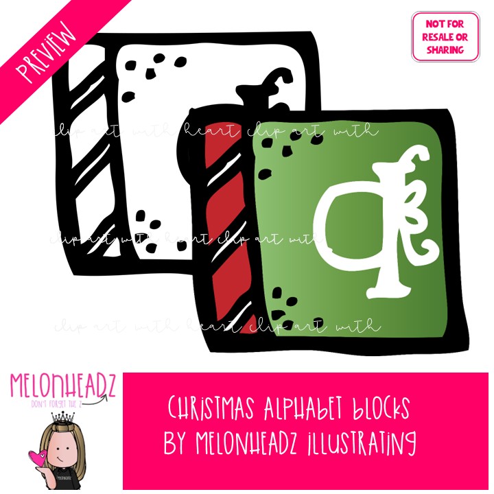 Christmas Alphabet Blocks clip art, Letters clip art COMBO PACK - Image 2