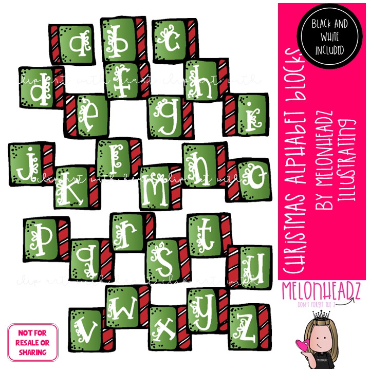 Christmas Alphabet Blocks clip art, Letters clip art COMBO PACK