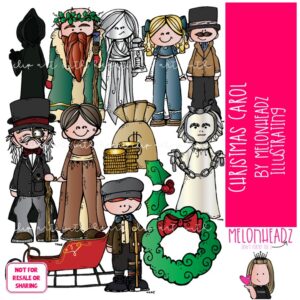 Christmas Carol clip art, Book Companion clip art, Literature COLORED Version