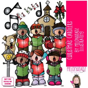 Christmas Carolers clip art, Singing clip art COLORED Version